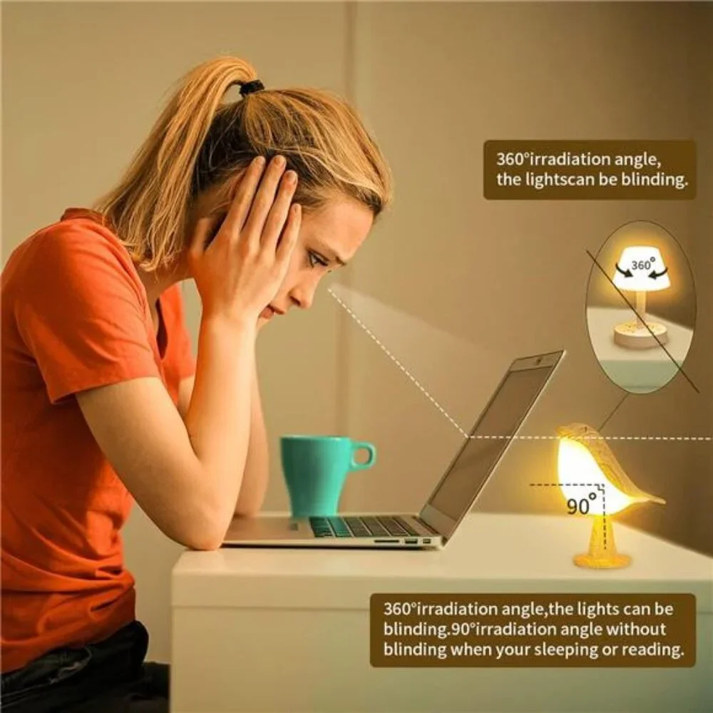 Small LED Bedside Lamp Touch Sensor Cordless Dimmable Nightstand Lamp Portable